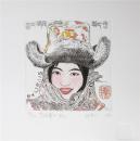 杨忠义藏书票小版画原作“雪域藏女” 21*24cm 珍藏佳品保真
