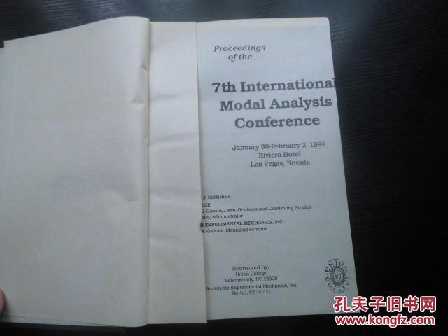 Proceedings of the 7th International Modal Analysis Conference Las Vegas ,Nevada 1989