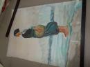 1973年广东兴宁丘灼煌**海边人物画54cm*40cm