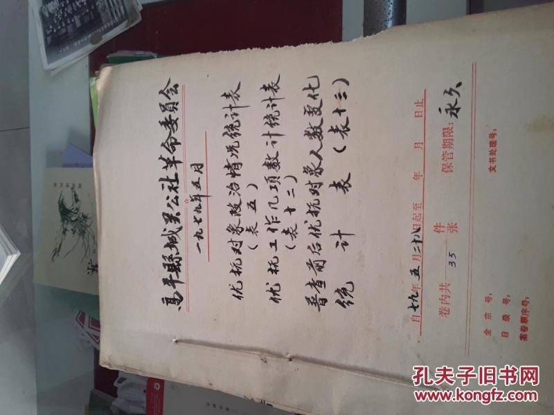 高平城关人民公社革命委员会优抚对象政治情况统计表等