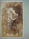 CDV老照片，约1860至1900年,英国伯明翰 George Houghton 照相馆儿童合影（姐弟），尺寸10x6cm，好品，CDV114