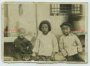 民国三名中国儿童合影老照片，6.7X4.8厘米