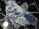 古玩文玩收藏类：清 青花山村风景纹瓷片（已打磨好） 半径6.4cm左右 实物图片 买家自鉴 QH-0053