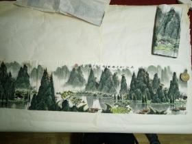 国画:著名画家何棣山水画作品，桂林山水