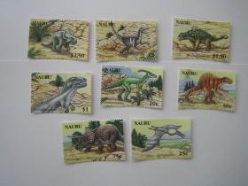 外国2006年瑙鲁恐龙新票原胶全品8枚完整全套H4