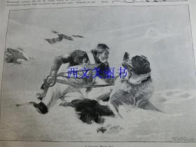 【现货 包邮】1890年木刻版画《巴里的死亡》（barrys tod）画幅23*16厘米（货号18020）