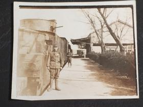 民国中国火车车站（有日本侵略火车及日本兵）老照片一张