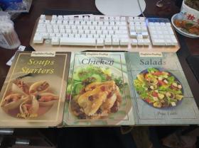 英文原版j精装菜谱：comfident cooking：soups and starters + chicken dishes + salads  3本合售