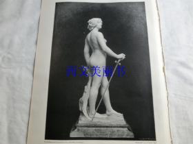 【现货 包邮】1900年木刻版画《胜利女神祼像》（Die Siegerin）  尺寸约41*29厘米 （货号 18022）