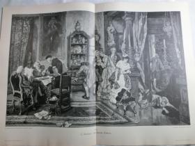 【现货 包邮】1890年巨幅木刻版画《愉快的继承人》（Lachende Erben）尺寸约56*41厘米 （货号 M6）