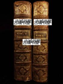 稀缺，1720年第1版《鲁宾逊漂流记2卷》14幅雕刻版画与1幅地图，精装