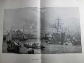 【现货 包邮】1890年巨幅木刻版画《金色山峦》（Das Goldene Horn）尺寸约56*41厘米 （货号 M6）