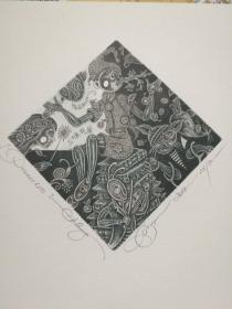 拉脱维亚 娜塔莉亚 铜版画 外国 藏书票原作《木偶奇遇记》