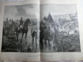 【现货 包邮】1890年巨幅木刻版画《面对法军铁骑的赫罗纳人民，1809》（Die Uebergabe von Gerona. 1809）尺寸约56*41厘米 （货号 M6）