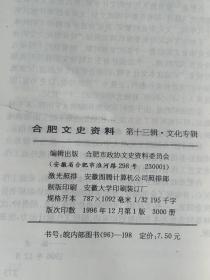 合肥文史资料（文化专辑第十三辑）