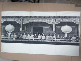 老印刷品（67x36)cm 1959年建国十周年  毛主席，周恩来，刘少奇，朱德，林彪，邓小平和外国首脑赫鲁晓夫，胡志明等在天安门城楼