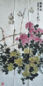 中国美术家协会会员李桃修花鸟作品：秋燕图