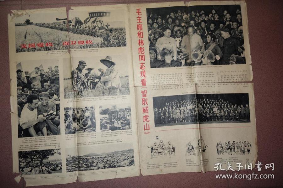 可能是画报中的一张，1967年，毛主席和林彪同志观看《智取威虎山》等内容