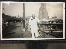 民国三十年代美国大兵上海苏州河畔留影老照片