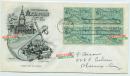 1949年首日封实寄--美国马里兰州明尼阿波里斯市建立三百周年,贴四方联邮票