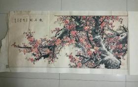 画家 李春 精美  国画《梅花◆报春图》