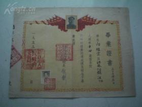 镇江市五条街中心小学校1953年毕业证书