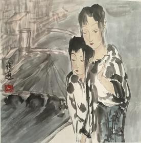 崔进人物画7，34.5*34.5托片。2008作品买家自鉴！暂估价！