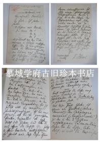 德国汉学家夏德（Friedrich Hirth1845-1927）1893年11月28日在重庆海关笺纸上的亲笔信