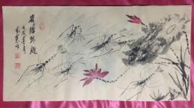 国画351荷塘虾趣