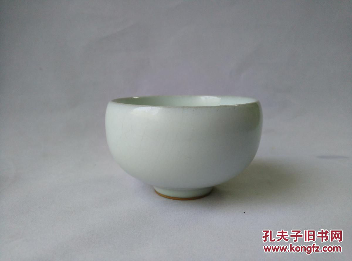 河南汝州汝窑茶具乳白釉单手罗汉杯