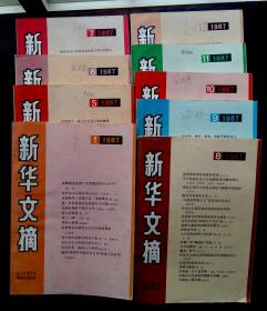 新华文摘1987年（全12期缺第3/3/4期）