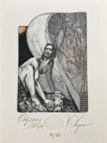 保加利亚 克林（Hristo Kerin） 蚀刻藏书票版画原作A4