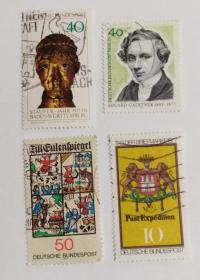 外国邮票联邦德国人物等信销票（4枚没有重复不是一套票1977年发行）
