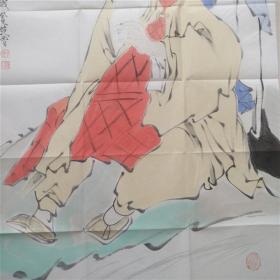 中国书画名家-范曾【东涧水流西涧水,南山云起北山云】保真工笔手绘 有款识品如图 赠送中国书画鉴定委员会鉴定证书