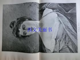 【现货 包邮】1900年巨幅木刻版画《戴安娜》（Diana）尺寸约56*41厘米   （货号 18022）