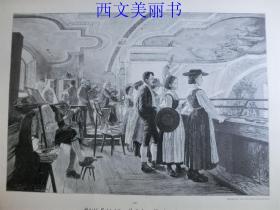 【现货 包邮】1890年木刻版画《教堂唱诗班》 （Auf dem Kirchenchore） 尺寸约41*28厘米（货号 M2）