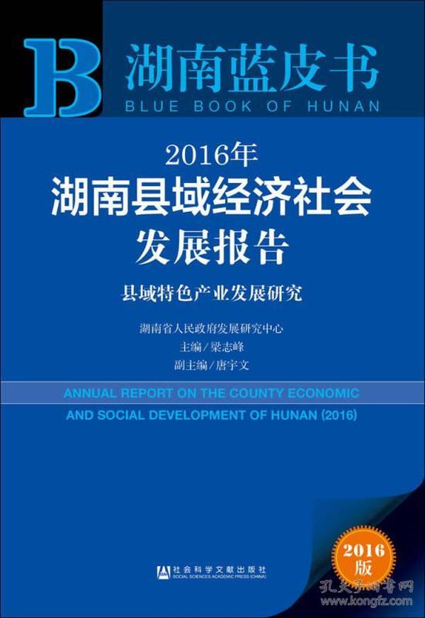 2016年湖南县域经济社会发展报告：县域特色产业发展研究