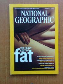 英文原版 NATIONAL GEOGRAPHIC 国家地理杂志 【2004/8】(目录见图：Astralia’s Bard of the Bush/2,Squid/30,Why Are We So Fat?/46,Crossing Patagonia’s Field/62,The Jersey Shore/80,Land of the Surfing Hippos/100)