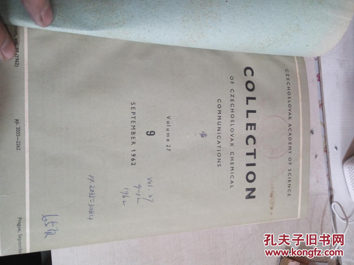 COLLECTION OF CZECHOSLOVAK CHEMICAL COMMUNICATIONS.Vol.27.1-4.5-8.9-12.1962.三本合售（捷克斯洛伐克化学通信）（英文）