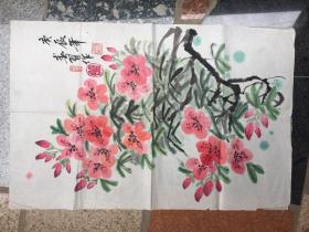 《桃花花卉图》庚辰年春月作--原画