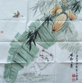 北京美术家协会会员刘方亭国画斗方作品：风和日丽