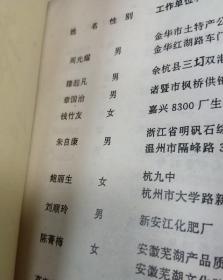 杭州大学 杭大化学系六二届同学录毕业三十周年纪念 徐兆华题 1992年九月 杭大同学通讯有很多姓名