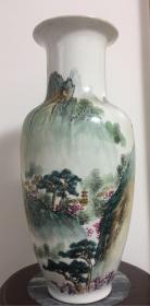 七十年代后期手绘釉上彩山水大花瓶（五六七瓷器）