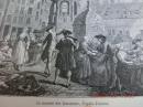【现货 包邮】1875年法国出品 单色石印版画 Le marche des Innocents, dapres Jeaurat  尺寸28.6*19.5厘米 （货号18001）