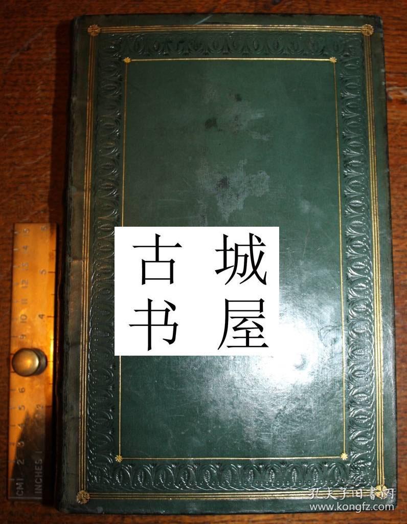 稀缺，西班牙伟大的作家塞万提斯作品《唐吉诃德2卷》精美版画插图，1836年法文版，皮革精装。