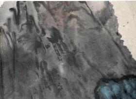 已故天津市美术家协会副主席◆孙克纲《1988年绘●泼墨泼彩山水画》原托旧镜心◆现代“京津画派”手绘名人旧字画。【尺寸】40 X 66厘米。