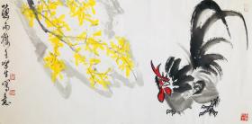 陈大羽传人钱学发 《听雨楼》 金陵画鸡第一人 家庭装饰画 收藏送礼 保真 包邮
