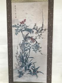 回流椿椿山纸本花卉 120x52厘米