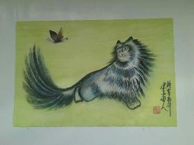 甘凤豪国画作品.猫.