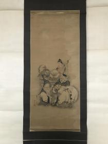 绢本七福神 70x30.5厘米